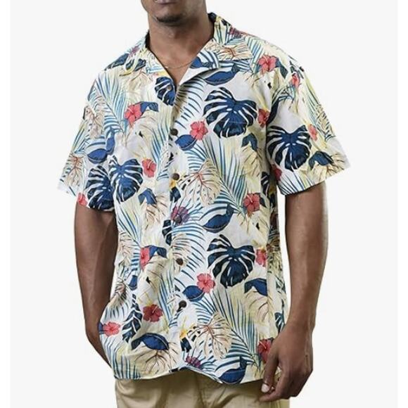 HIGH SURF Tropical Hawaiian Aloha Button Down Shirt Short Sleeve Mens Size XL - Picture 1 of 12